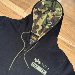 Alpha Industries New Era SF Gaints Camo Hoodie Blac Pullover Fleece L Sportswear